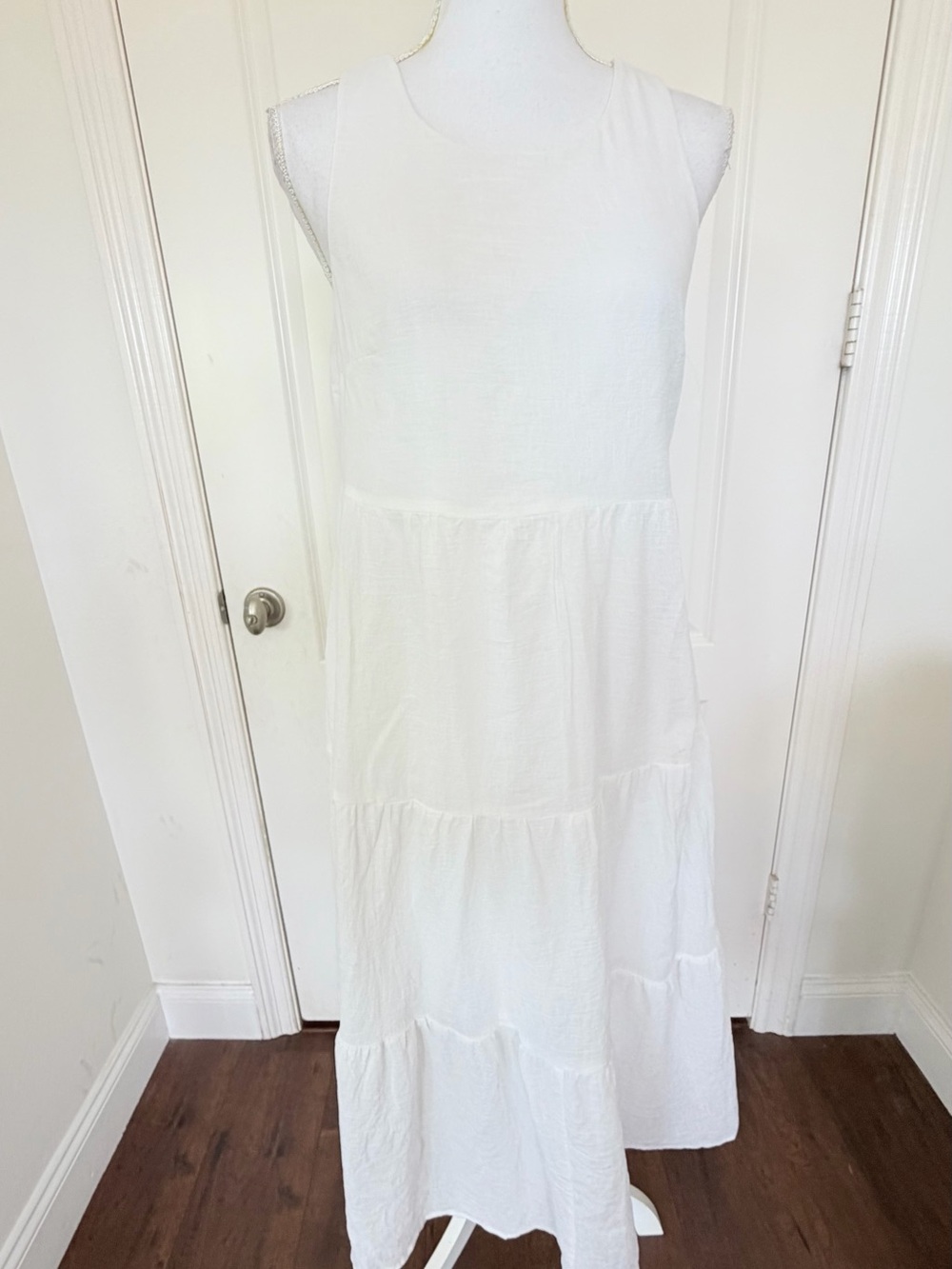 A New Day White Tiered Sleeveless Maxi Summer Dress